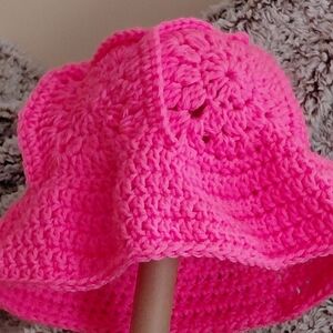 Pink Crochet Bucket Hat